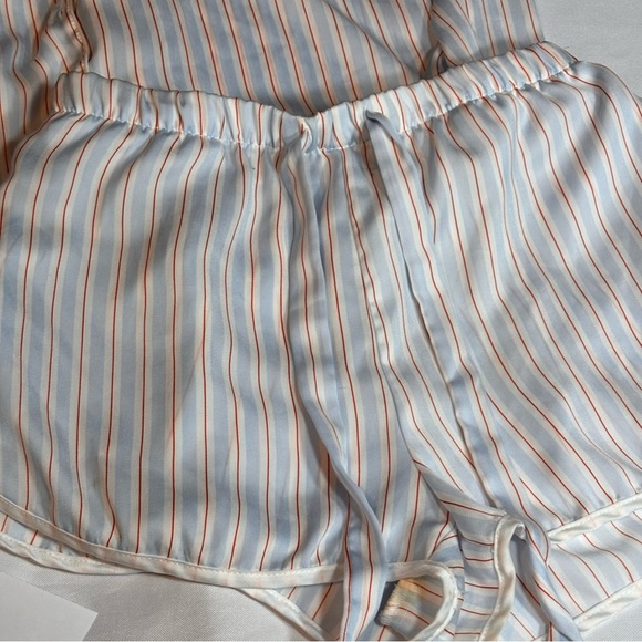 NWOT Forever 21 White Striped Satin Shirt & Short Sleepwear Set Size XS - Picture 3 of 6
